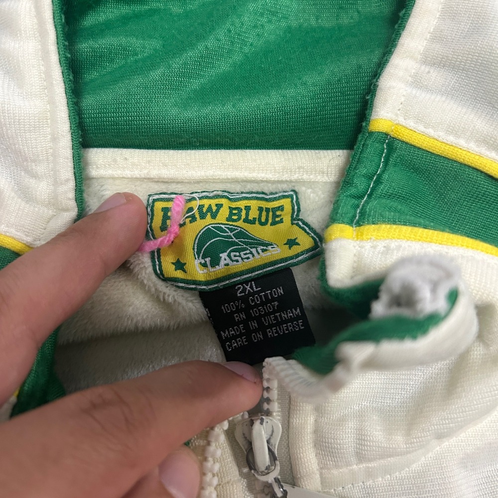 Raw Blue Classics Mens 2XL Track Jacket Y2K Basketball Cream Green Full Zip - Picture 3 of 5